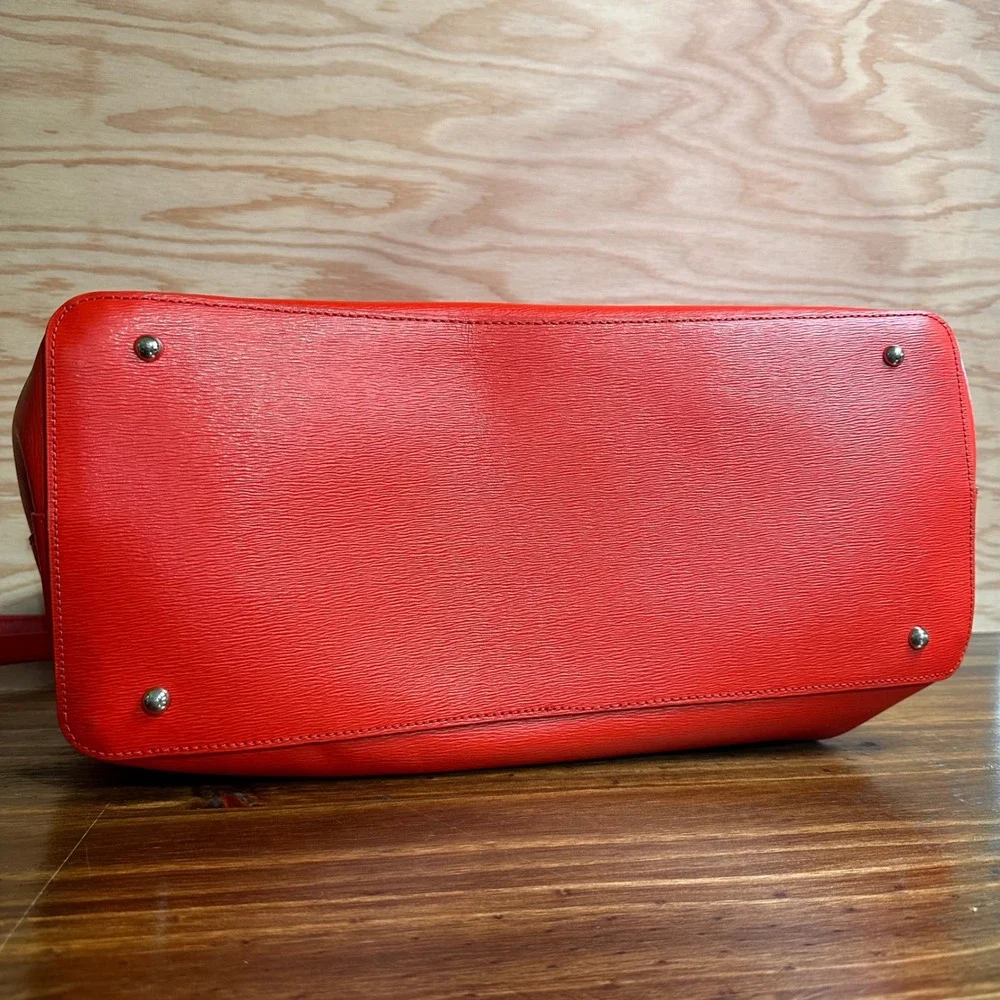 Lauren Ralph Lauren Newbury Double Zip Leather Satchel Crossbody Bag Red